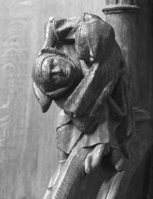 Chorgestühlsitz NII 20 — Zwei miteinander ringende Figuren NII 20/21