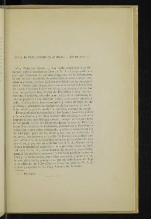 Carta de fray Antonio de Andrade. - Año de 1709 (1).