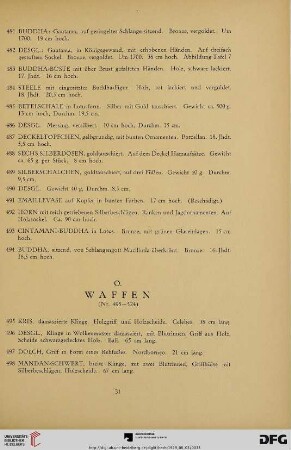 O. Waffen (Nr. 495-524)