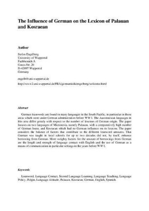 The influence of German on the lexicon of Palauan and Kosraean