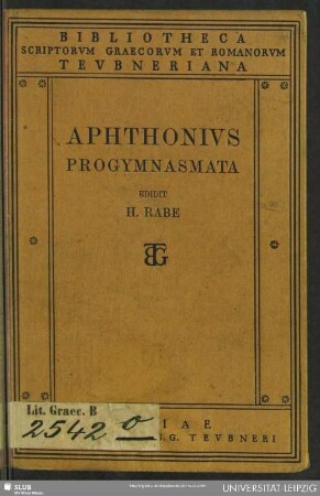 10: Aphthonii Progymnasmata : accedunt anonymi aegyptiaci, sopatri, aliorum fragmenta