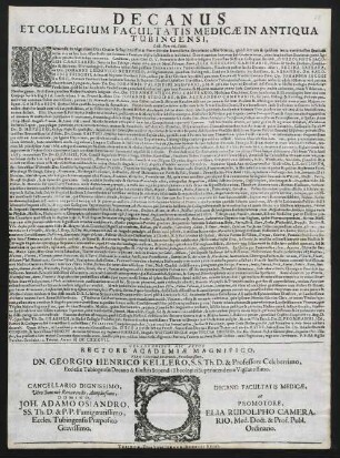 Decanus Et Collegium Facultatis Medicae In Antiqua Tubingensi, Lect. Benevol. Salut.
