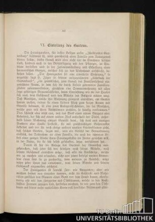 VI. Einteilung des Gartens.