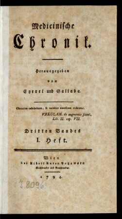 Dritten Bandes I. Heft