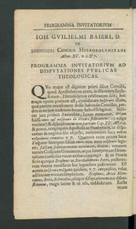 Programma Invitatorium