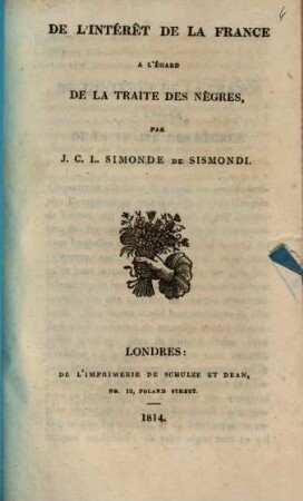 De l'intérêt de la France à l'égard de la traite des nègres