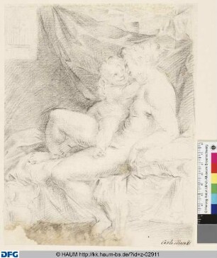 Venus mit Amor auf dem Bett
