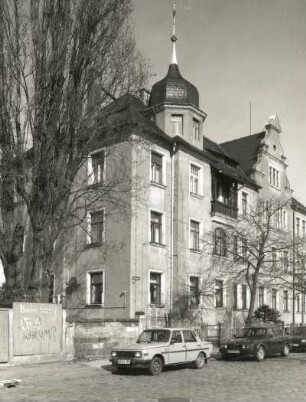 Dresden-Trachau, Wilder-Mann-Straße 3/5. Doppelwohnhaus (um 1900). Straßenansicht von Südost