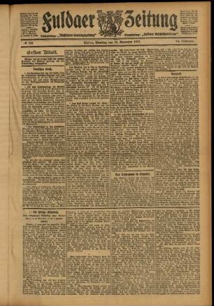Erste Ausgabe vom Dienstag, den 19. November 1907.