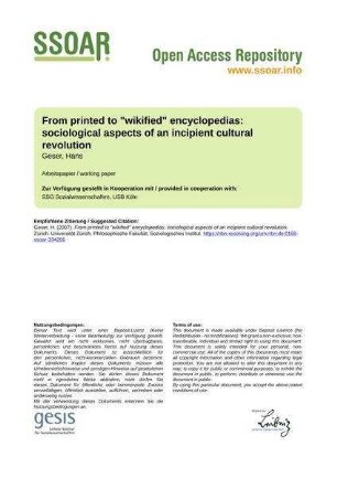 From printed to "wikified" encyclopedias: sociological aspects of an incipient cultural revolution