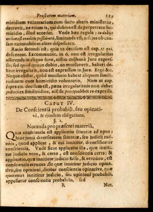 Caput IV. De Conscientia probabili, seu opinativa, & eiusdem obligatione.