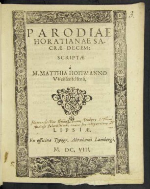 Parodiae Horatianae Sacrae Decem