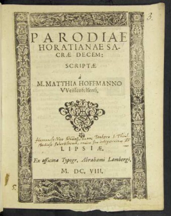 Parodiae Horatianae Sacrae Decem