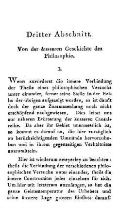 Dritter Abschnitt. Von der äusseren Geschichte der Philosophie.