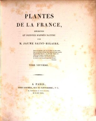 Plantes de la France : décrites et peintes d'après nature, 9