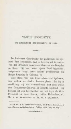 Vijfde hoofdstuk. De Engelische Heerschafppij of Java