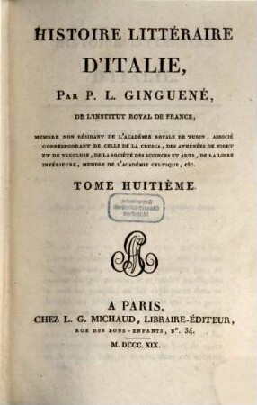 Histoire littéraire d'Italie, 8