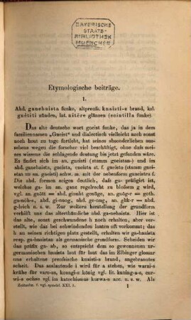 Zeitschrift für vergleichende Sprachforschung auf dem Gebiete der indogermanischen Sprachen. 21 = N.F., Bd. 1. 1873