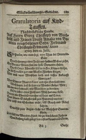 Gratulatoria auf Kind-Tauffen.