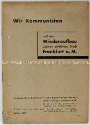 Propagandaschrift der KPD zum Wiederaufbau von Frankfurt (Main)
