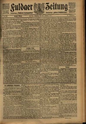 Erste Ausgabe vom Dienstag, den 25. Oktober 1910.