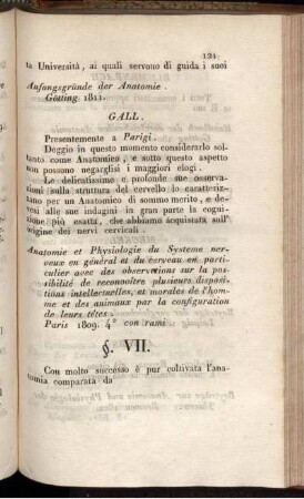 §. VII. Anatomia Comparata
