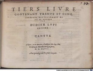 TIERS LIVRE CONTENANT TRENTE ET CINQ CHANSONS