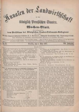 No. 19. Berlin, den 8. Mai 1867. VII. Jahrgang.