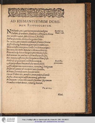 AD HUMANISSIMUM DOMINUM RESPONDENTEM.