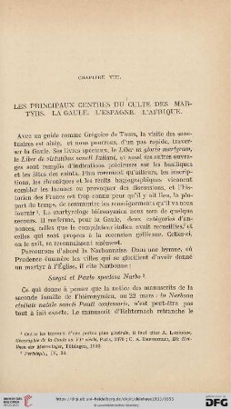 Chapitre VIII: Les principaux centres du culte des martyrs. La Gaule. L'Espagne. L'Afrique