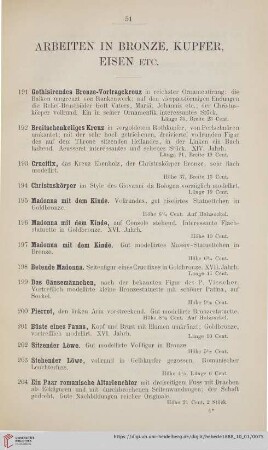 Arbeiten in Bronze, Kupfer, Eisen etc. (Nr. 191 - 228)