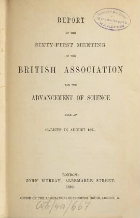 Report of the ... meeting. 61. 1891 (1892)
