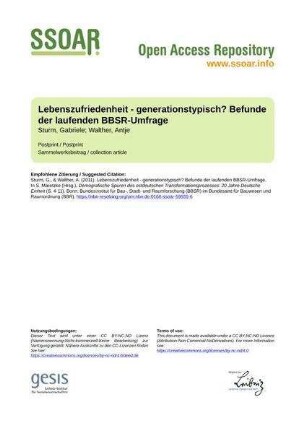 Lebenszufriedenheit - generationstypisch? Befunde der laufenden BBSR-Umfrage