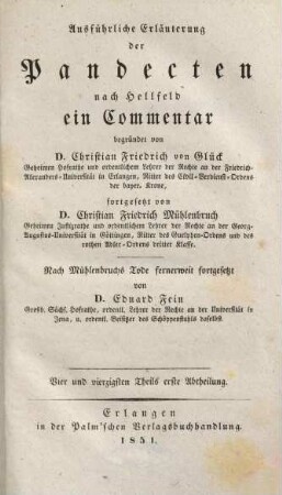 Ausführliche Erläuterung der Pandecten nach Hellfeld : ein Commentar, 44