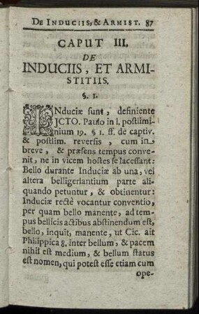 Caput III. De Induciis, Et Armistitiis.