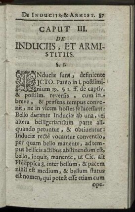 Caput III. De Induciis, Et Armistitiis.