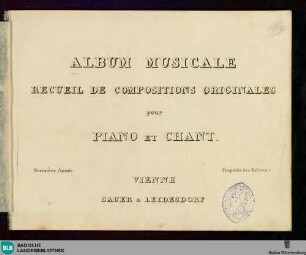 Album musicale : recueil de compositions originales pour piano et chant