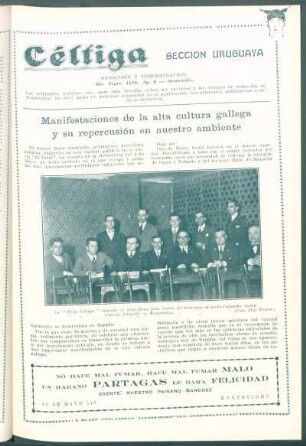 [Vista de la] "Peña Céltiga" reunida en semi-pleno para tratar del homenaje al poeta Caamaño, recientemente fallecido en Montevideo.