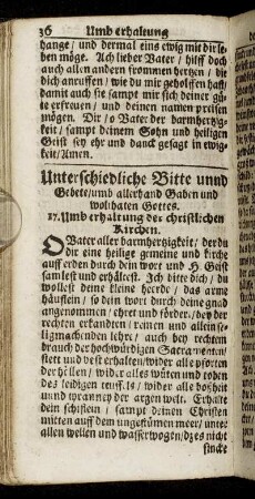 Unterschiedliche Bitte unnd Gebete/ umb allerhand Gaben und wolthaten Gottes.