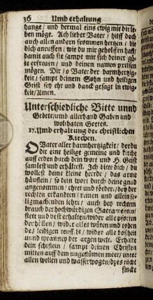 Unterschiedliche Bitte unnd Gebete/ umb allerhand Gaben und wolthaten Gottes.