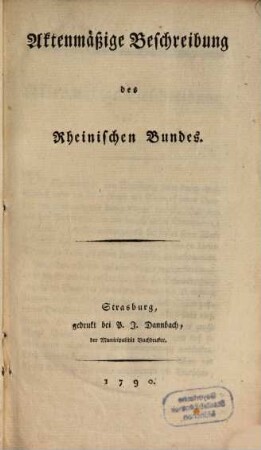 Beschreibung des Rheinischen Bundes