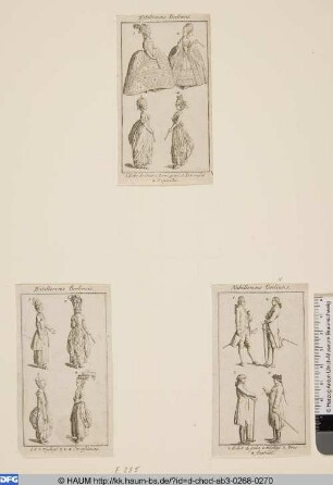 Unten links: Kleidung vierer Damen.