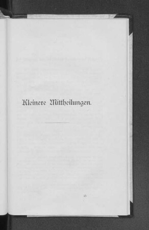 Kleinere Mittheilungen