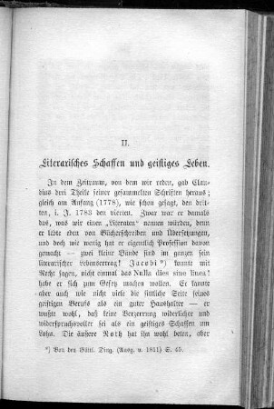 II. Literarisches Schaffen und geistiges Leben.