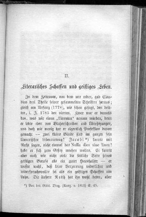 II. Literarisches Schaffen und geistiges Leben.