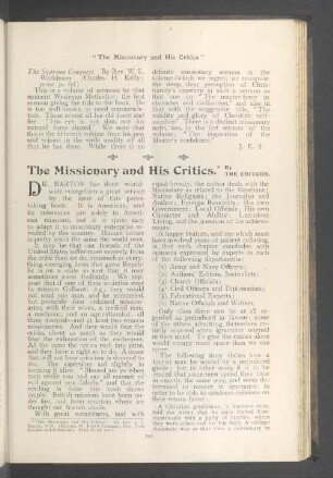 The missionary and his critics