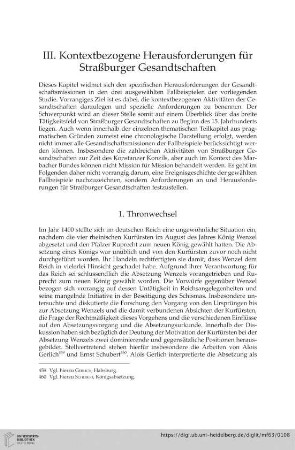 III. Kontextbezogene Herausforderungen für Straßburger Gesandtschaften