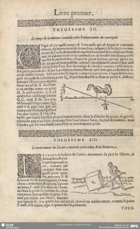 THEORESME XIII. Le mouvement du Levier, s'accorde avec celuy de la Balance.