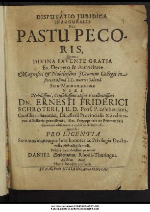 Disputatio Iuridica Inauguralis De Pastu Pecoris