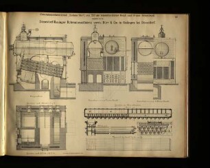 Cirkulationsröhrenkessel „System Dürr“, von 250 qm wasserberührter Heizfl. und 10 Atm. Ueberdruck, ausgeführt von der Düsseldorf-Ratinger Röhrenkesselfabrik vorm. Dürr & Cie. in Ratingen bei Düsseldorf.
